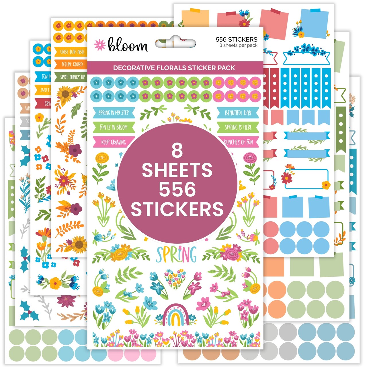 bloom daily planners Sticker Sheets, Decorative Floral Planner Stickers